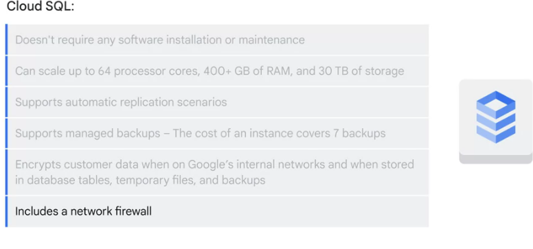 more info on cloud SQL